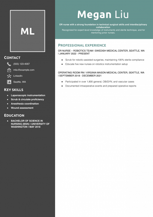 Operating Room Nurse Resume Skills