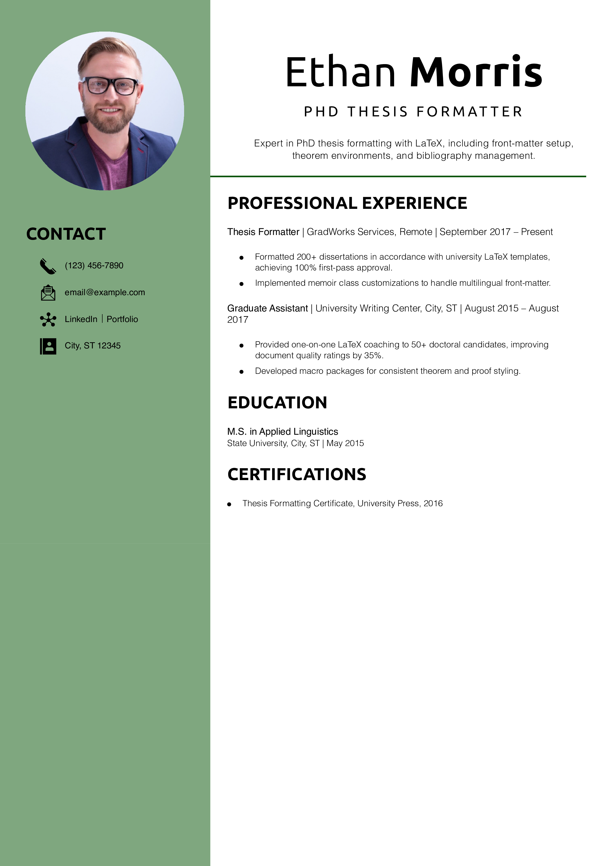 PhD Thesis Formatter Resume Example