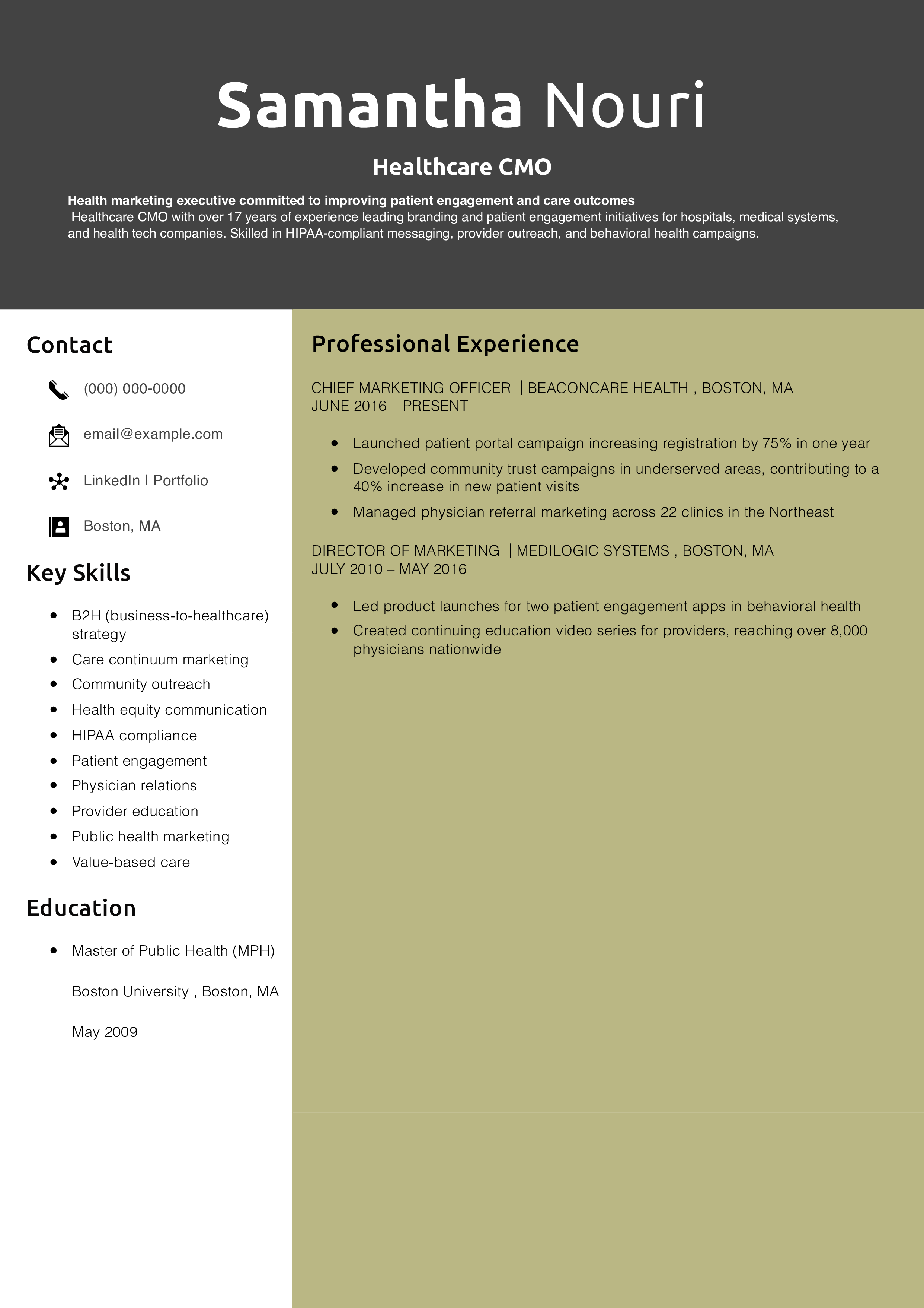 Healthcare CMO Resume