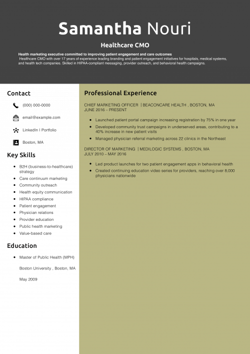 Healthcare CMO Resume 