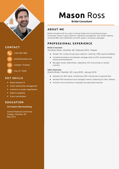 Bridal Consultant Resume Example