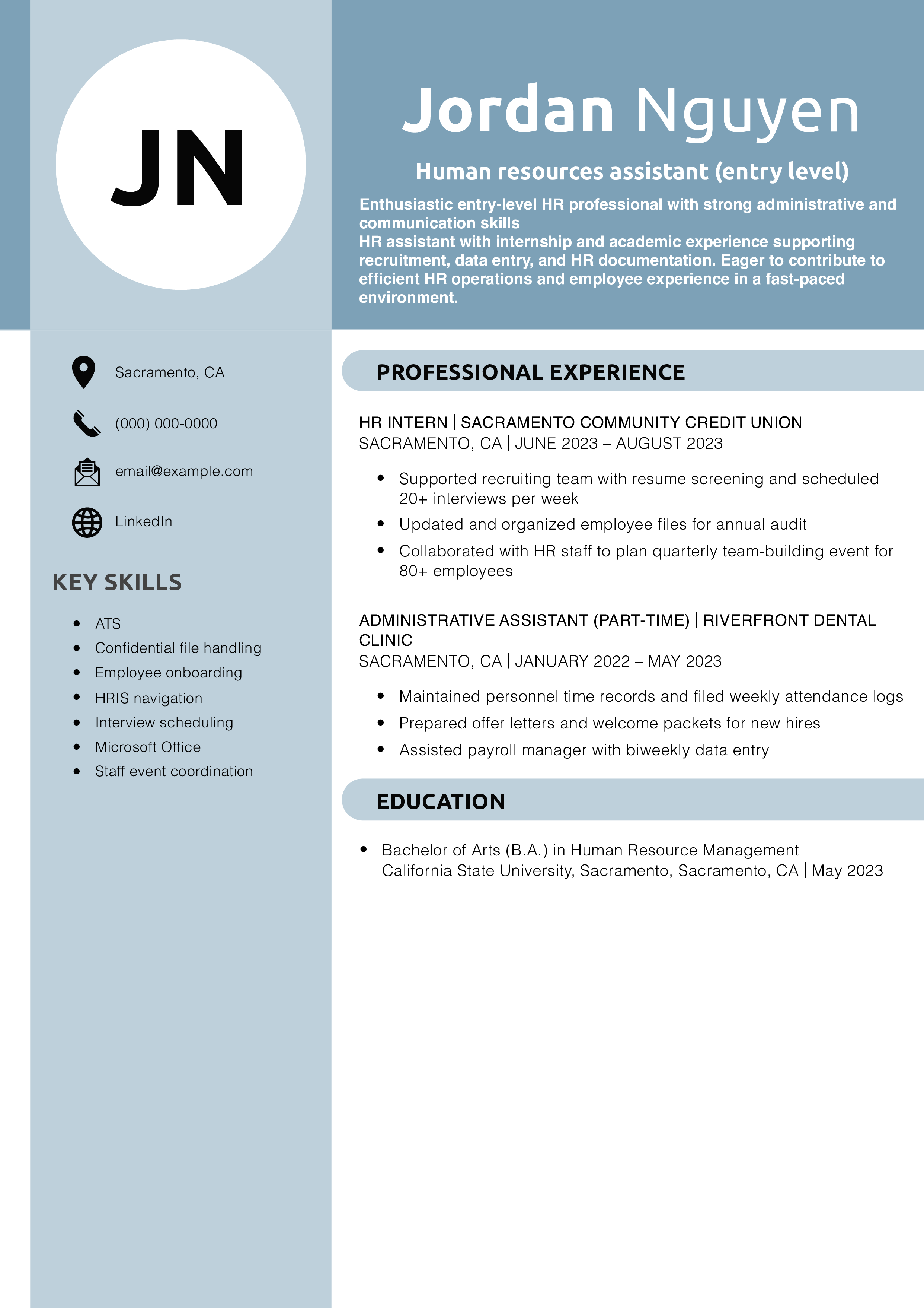 Human resources assistant resume (entry level)