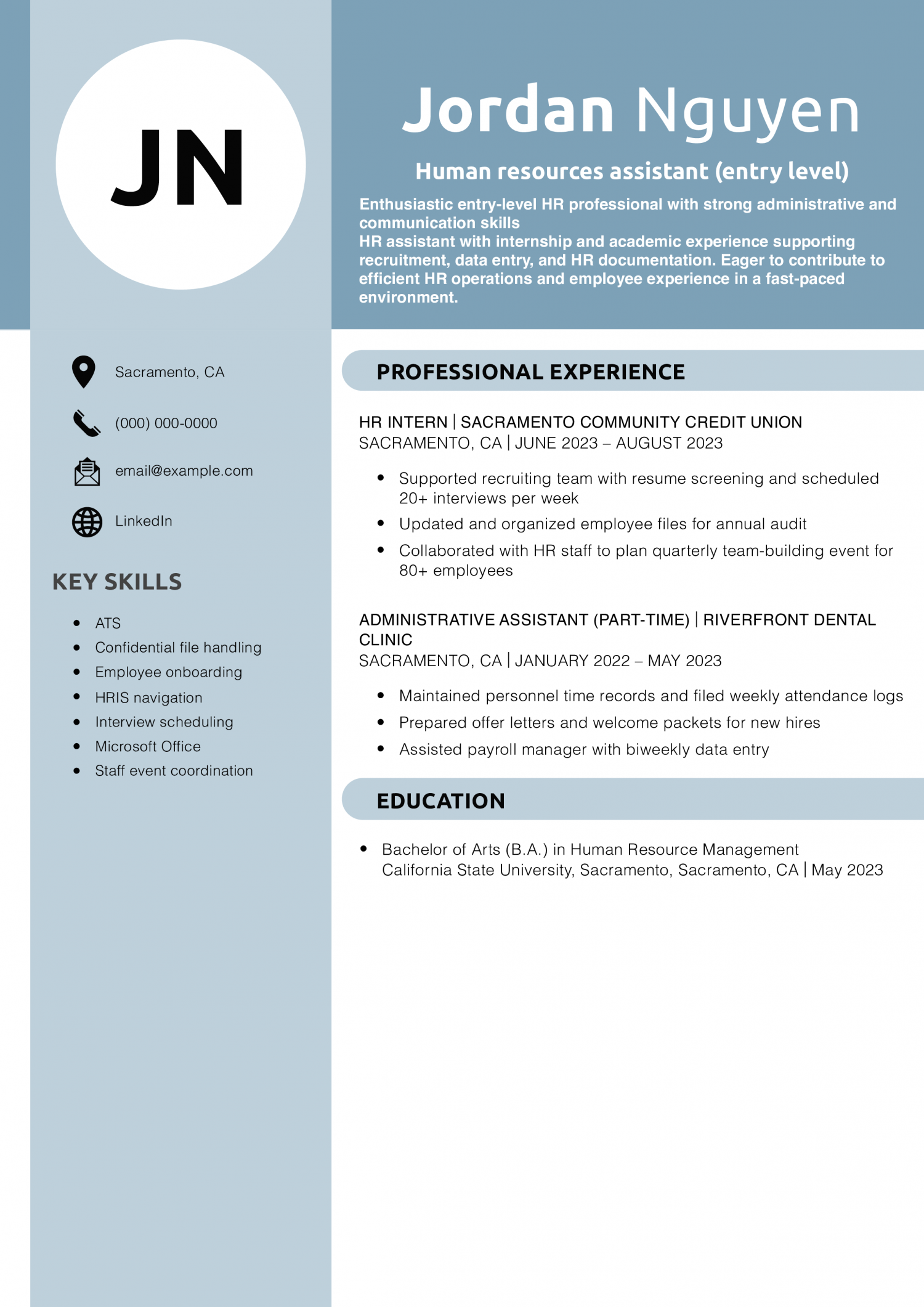 Human resources assistant resume (entry level)