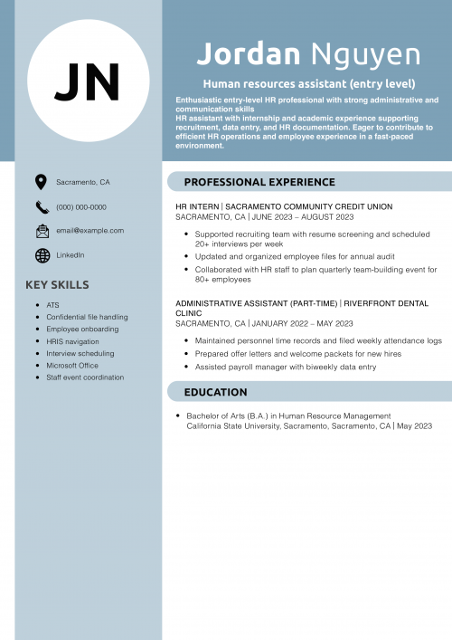 Human resources assistant resume (entry level)