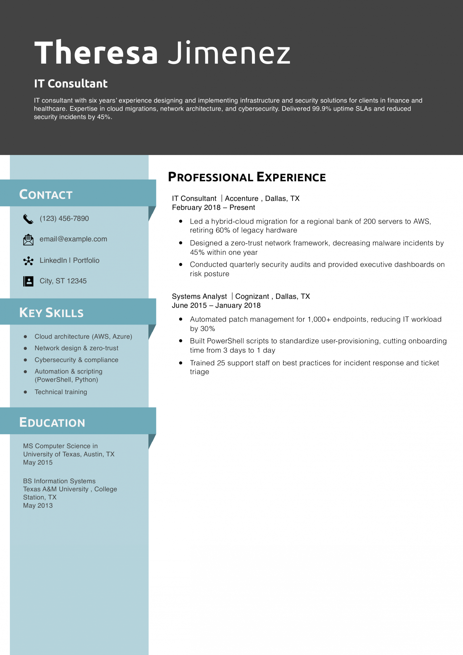 IT Consultant Resume Example