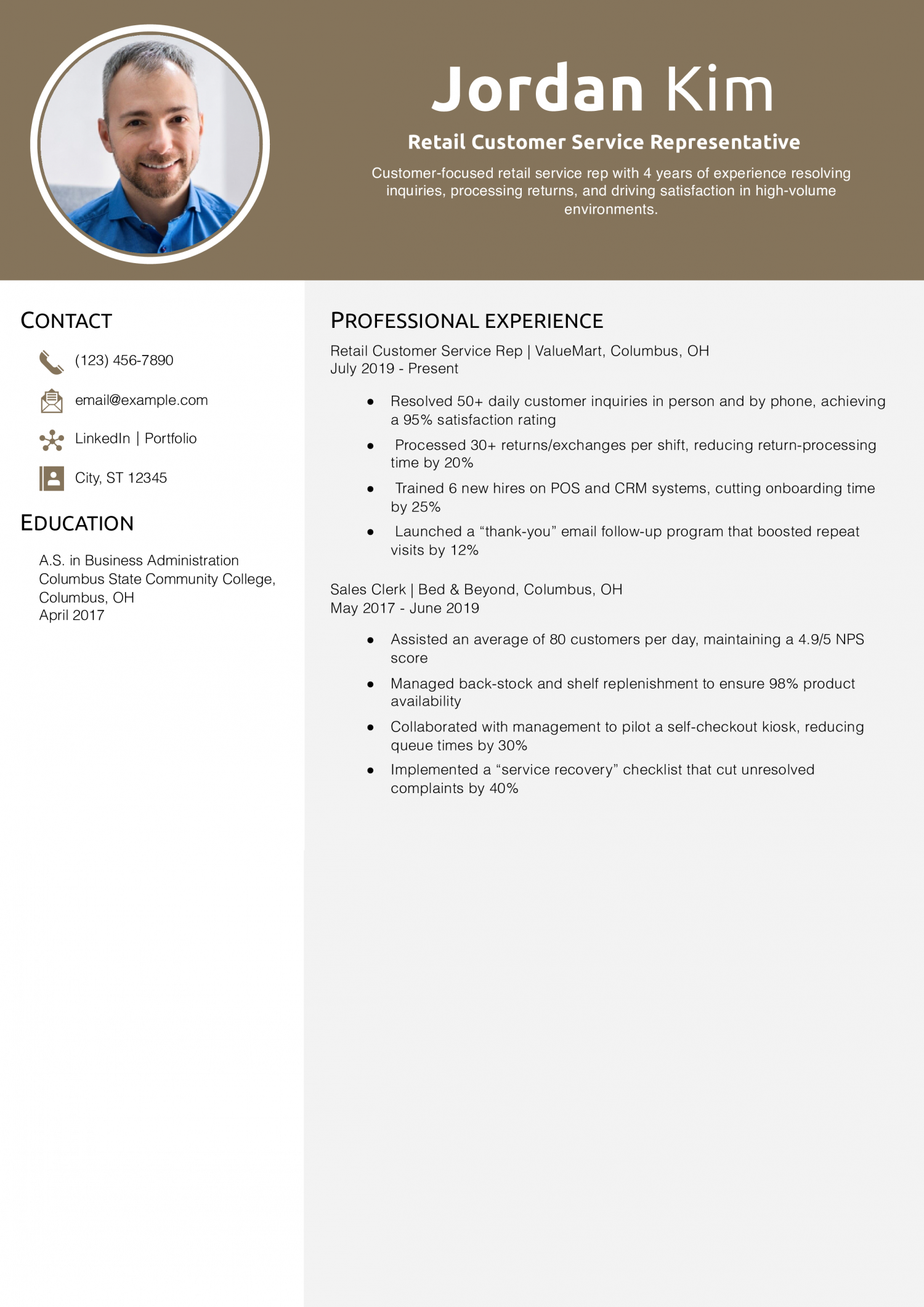 Retail Customer Service Representative Resume Example