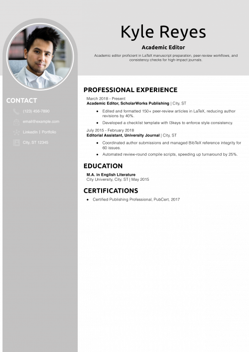 Academic Editor Resume Example