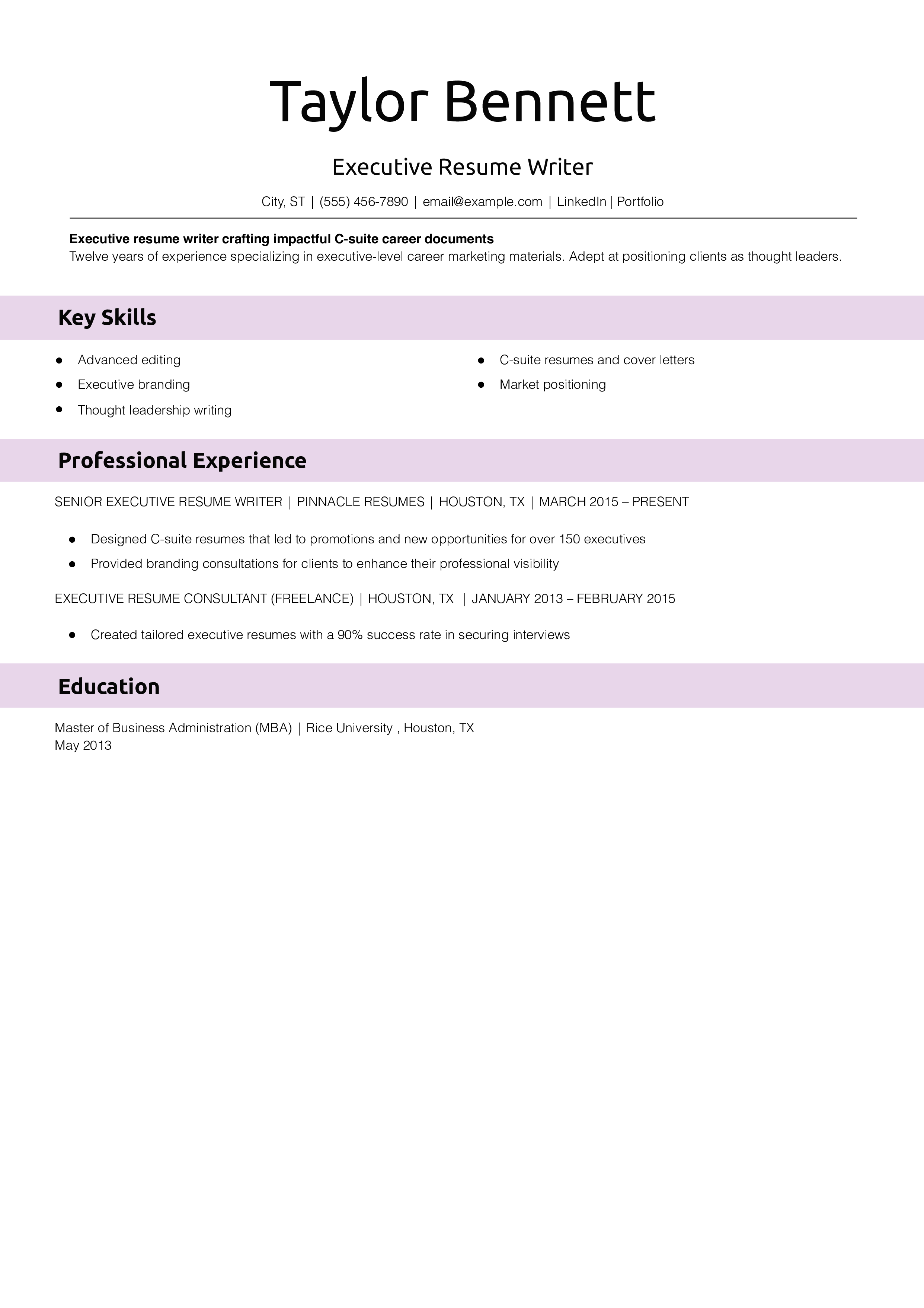 Executive Resume Writer Resume