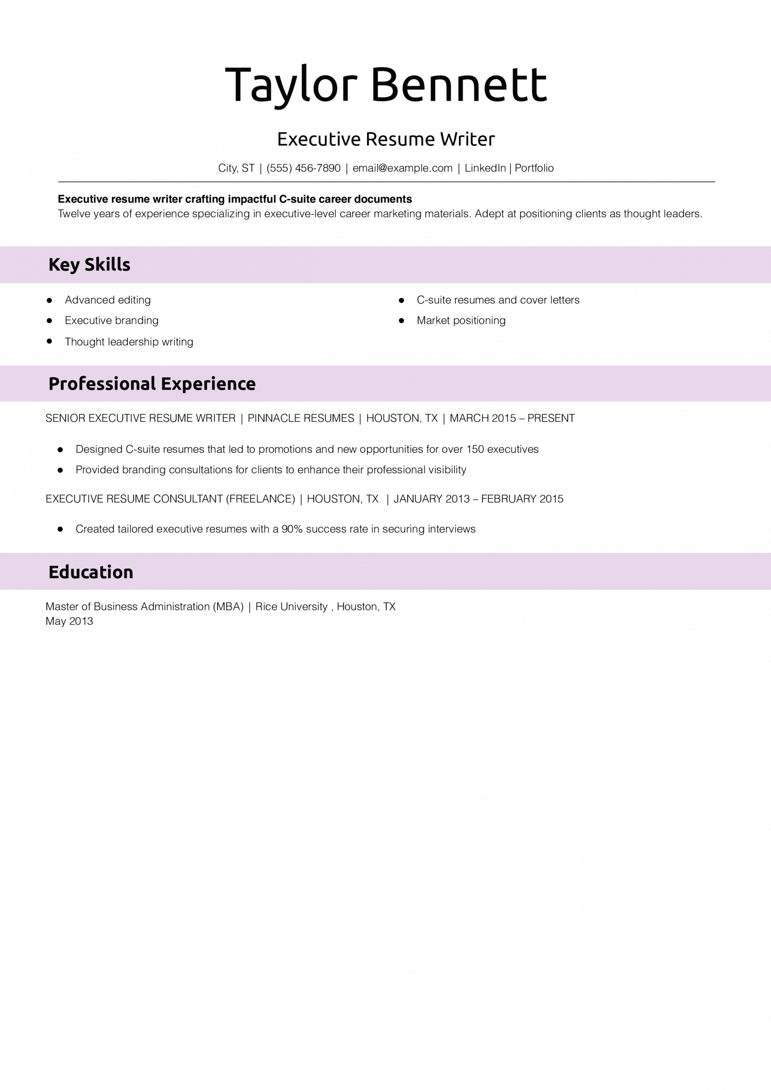 Executive Resume Writer Resume