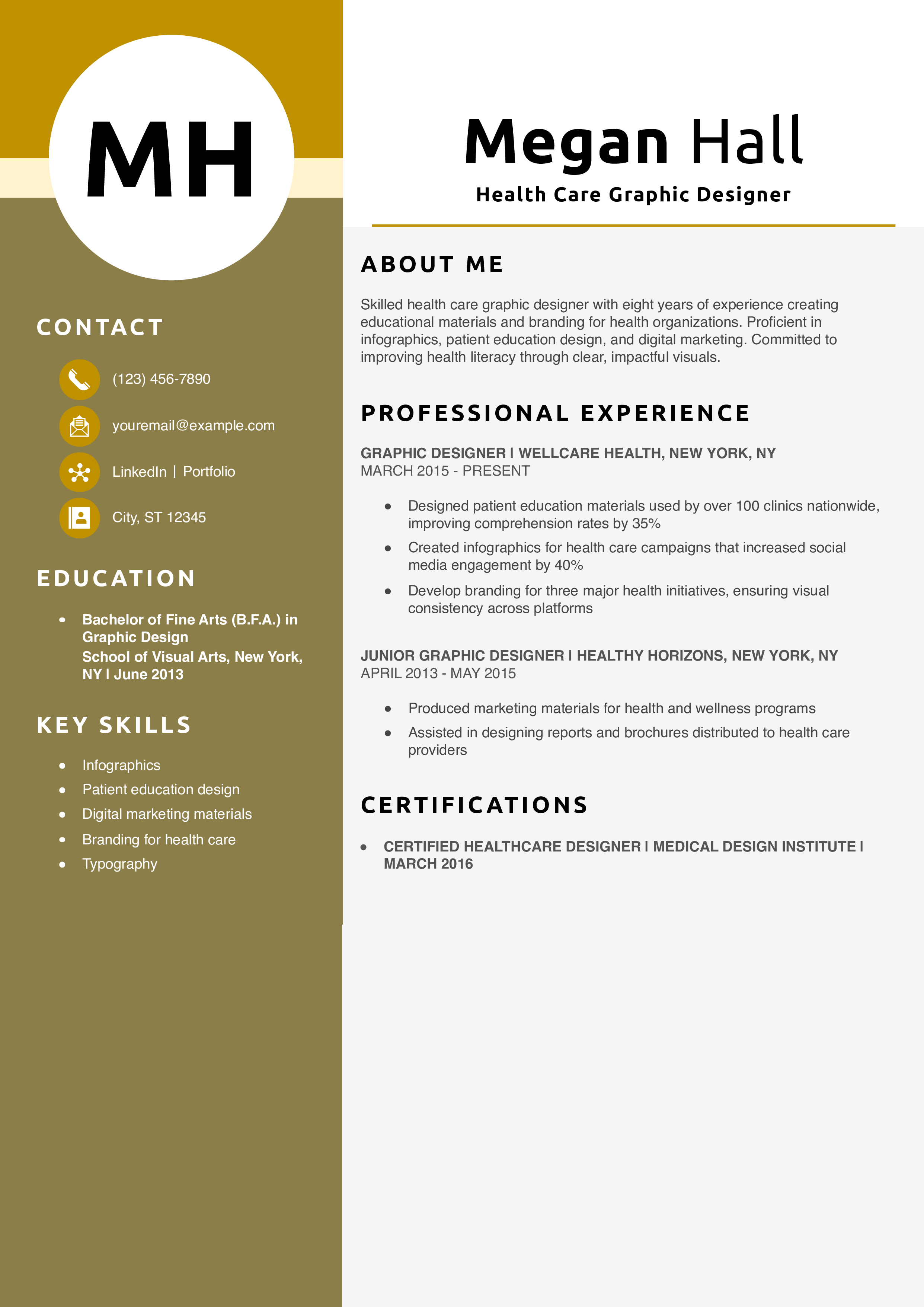 Health Care Graphic Designer Resume Example