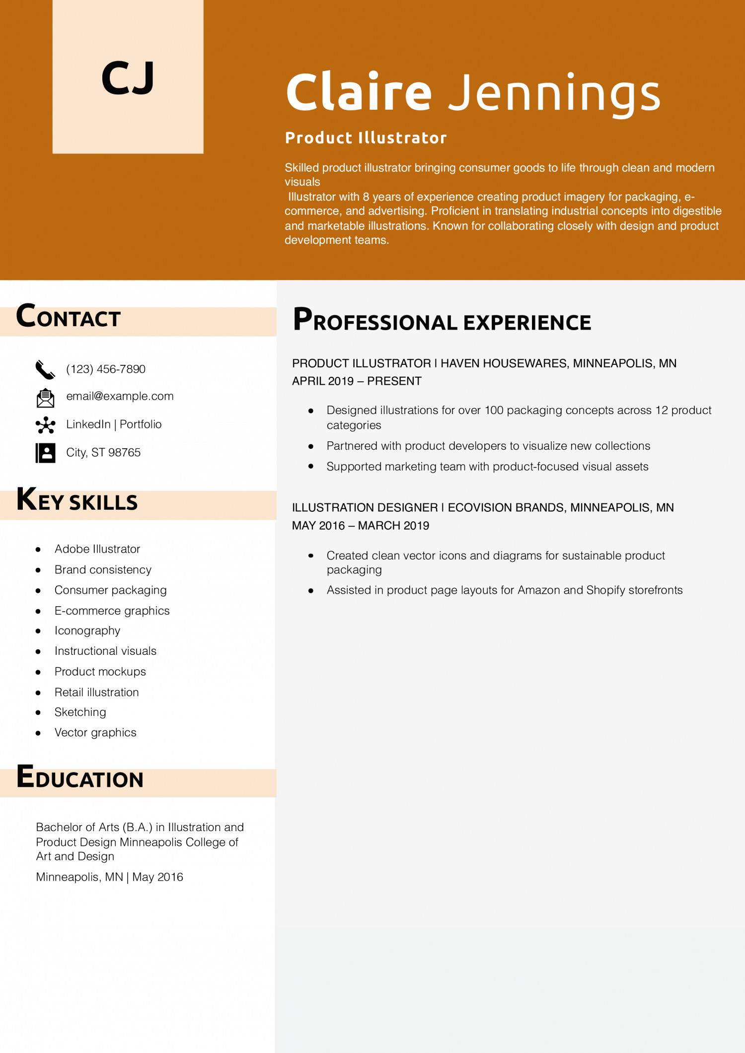 Product Illustrator Resume