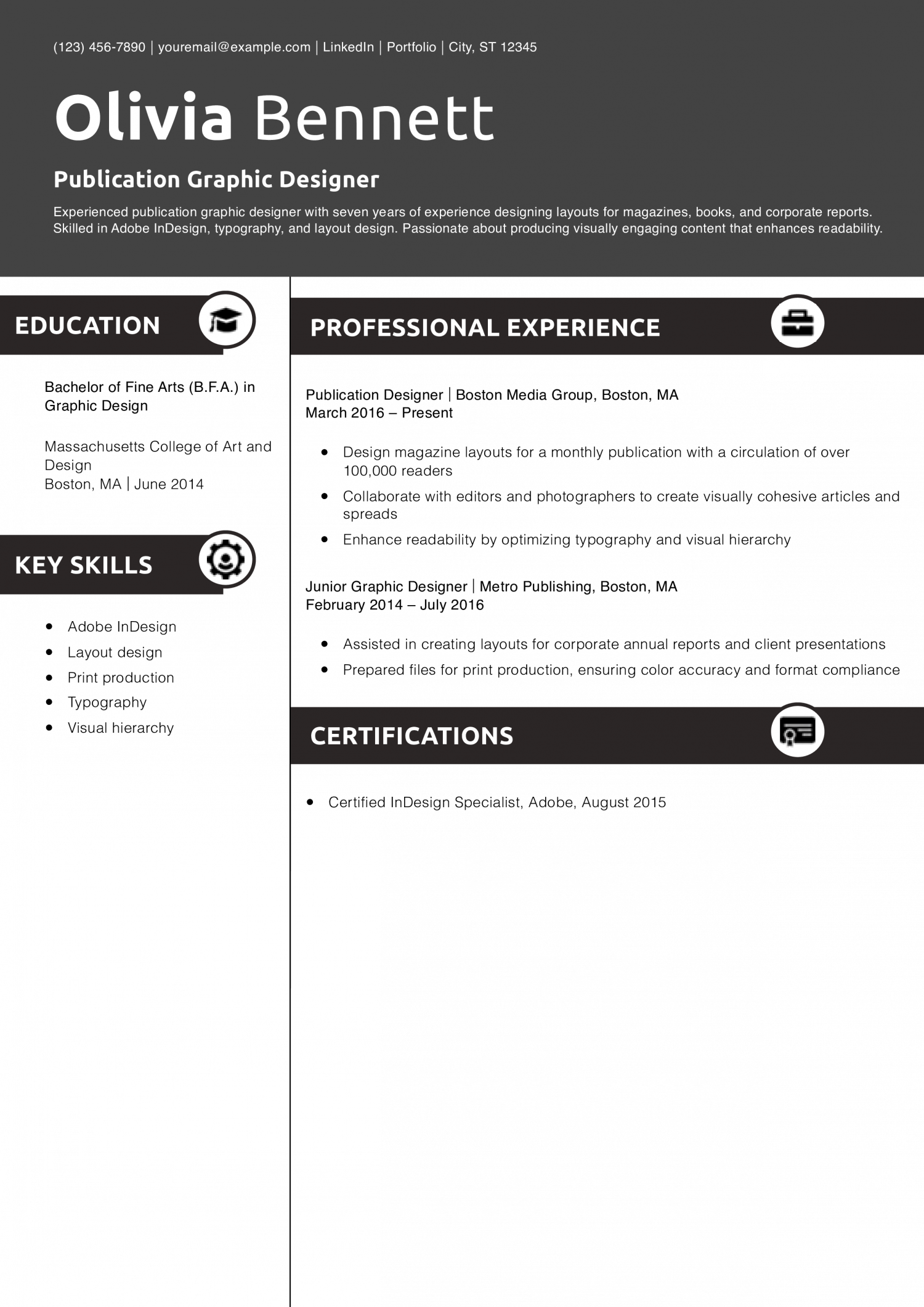 Publication Graphic Designer Resume Example