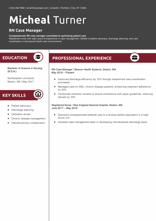 RN Case Manager Resume Example