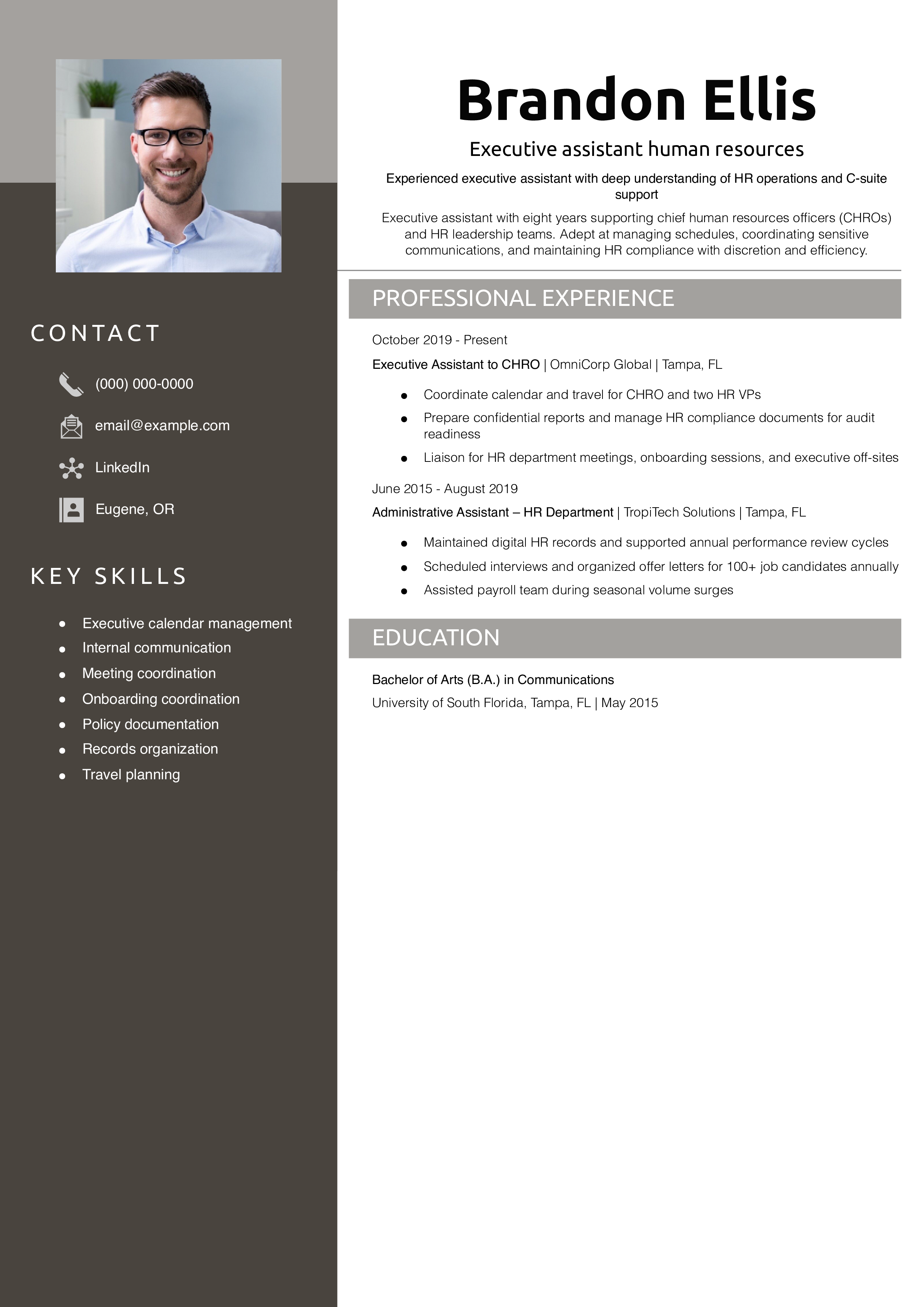 Executive assistant human resources resume