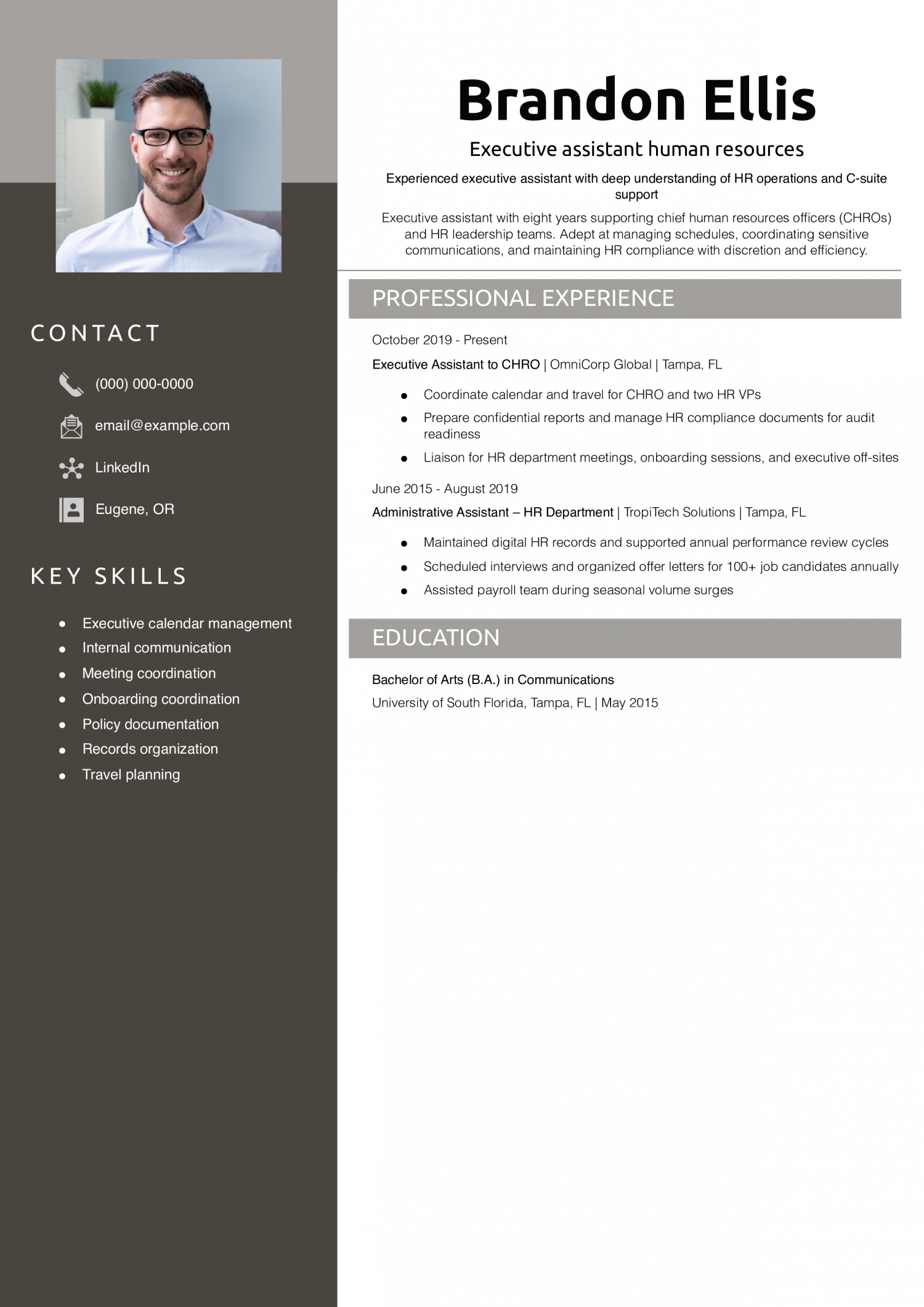 Executive assistant human resources resume