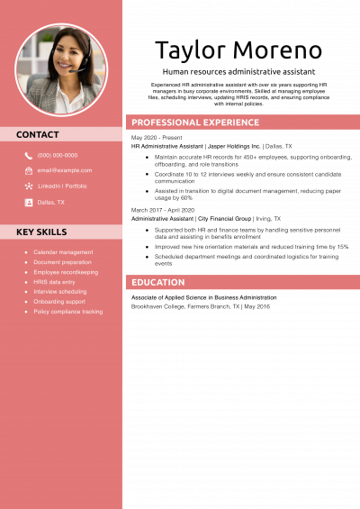 Human resources administrative assistant resume