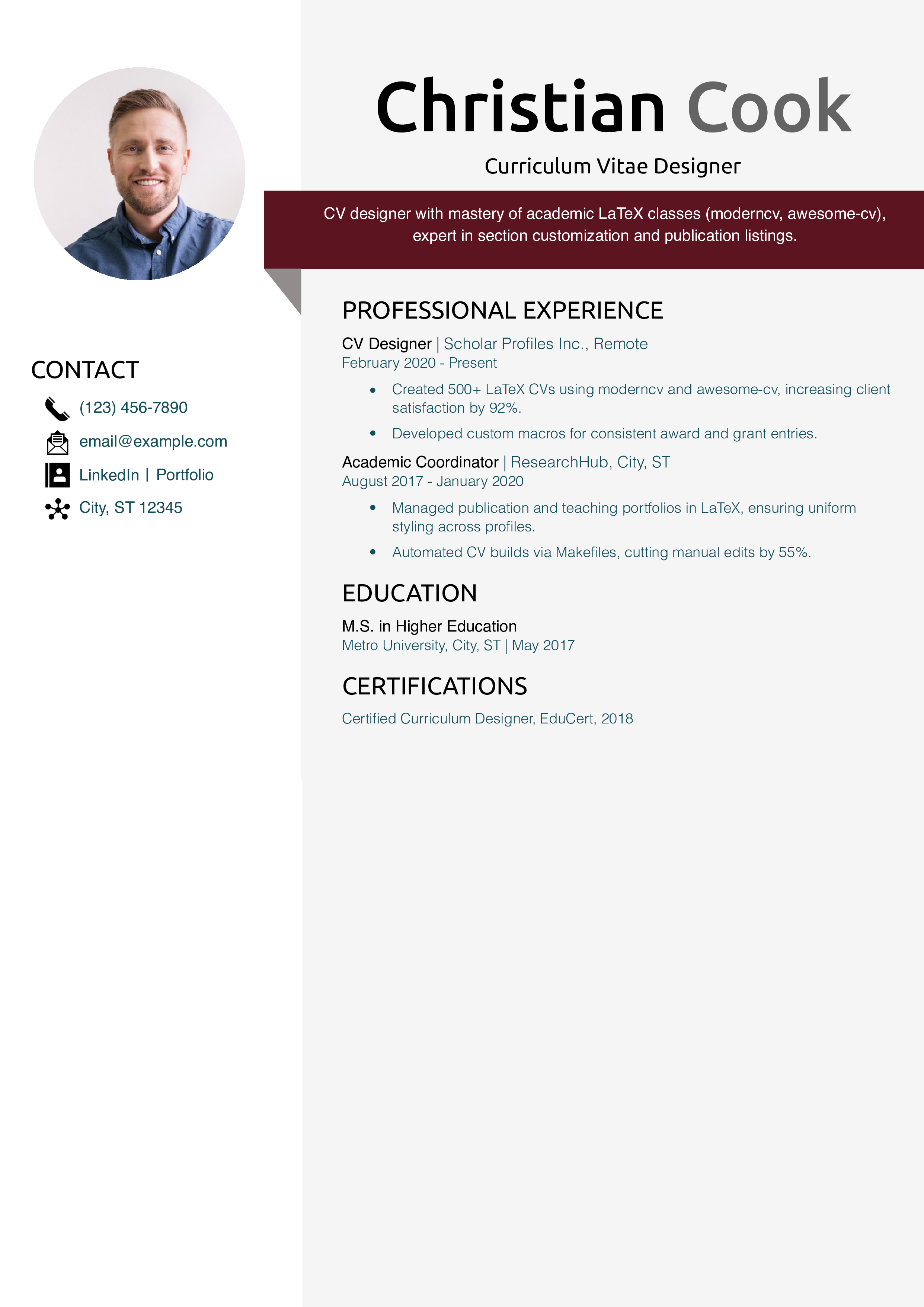 Curriculum Vitae Designer Resume Example