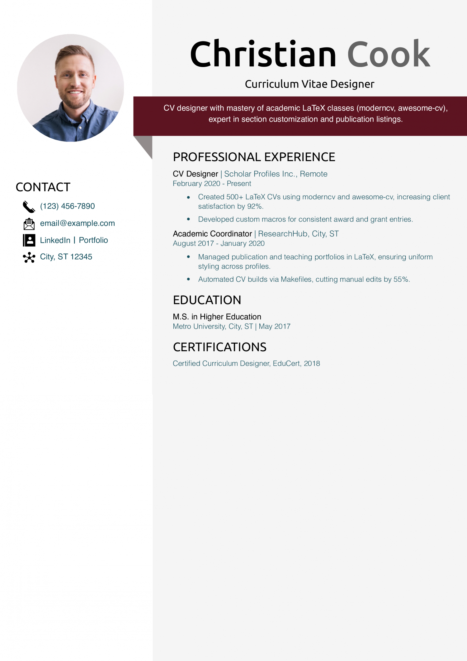 Curriculum Vitae Designer Resume Example