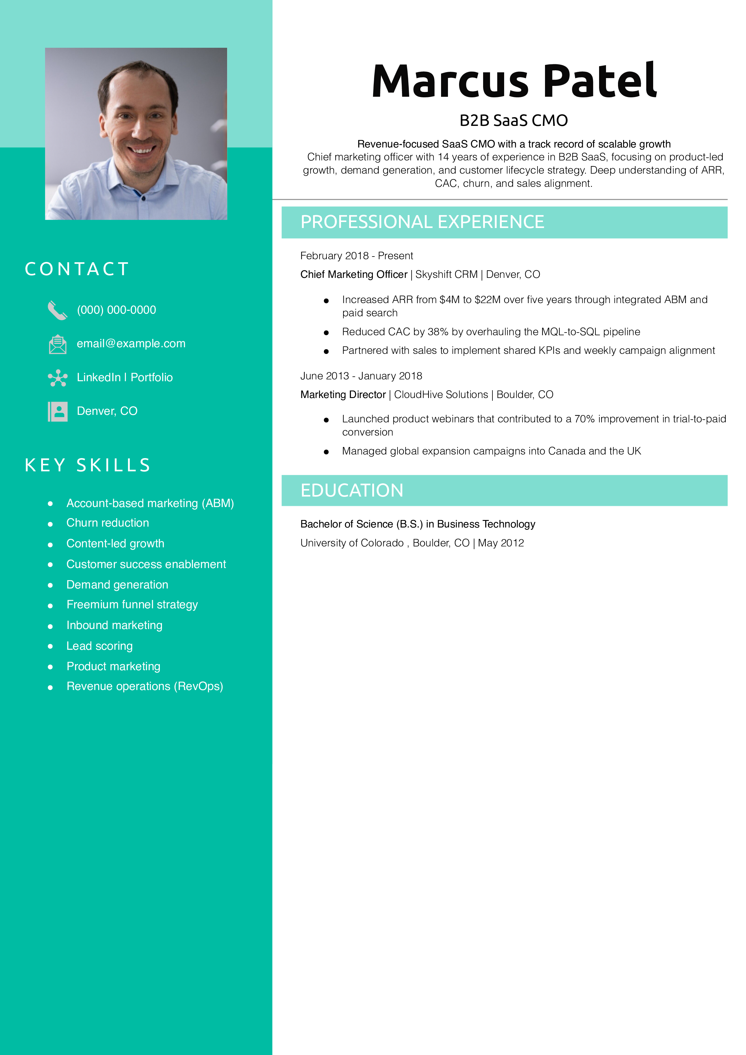 B2B SaaS CMO Resume