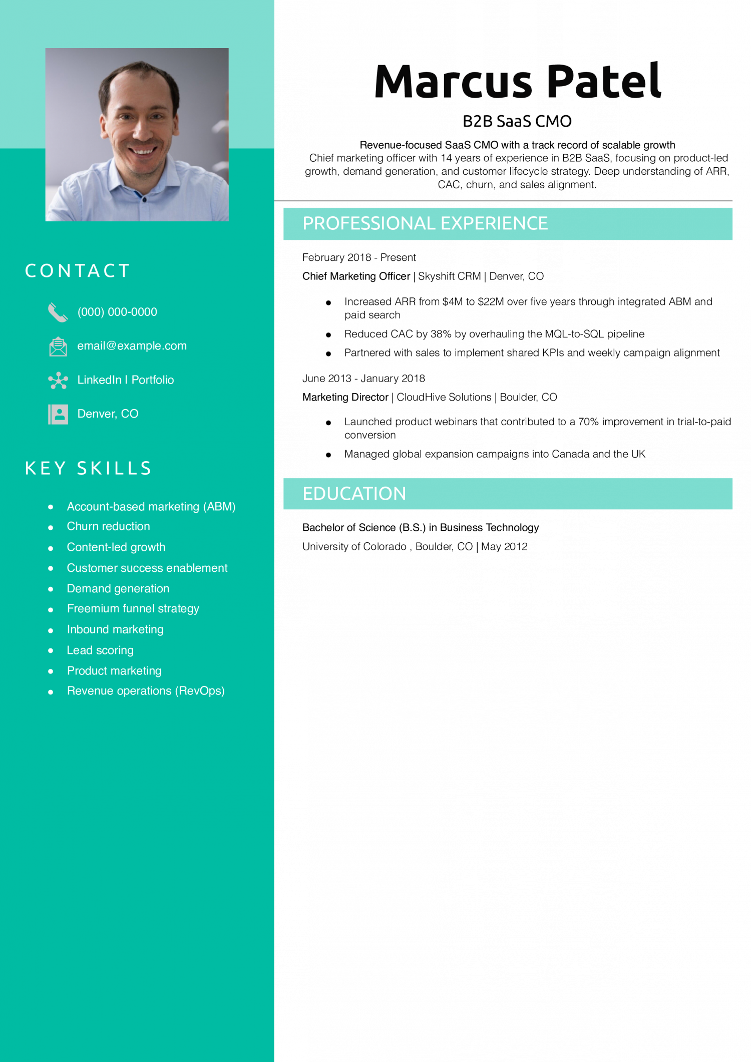 B2B SaaS CMO Resume