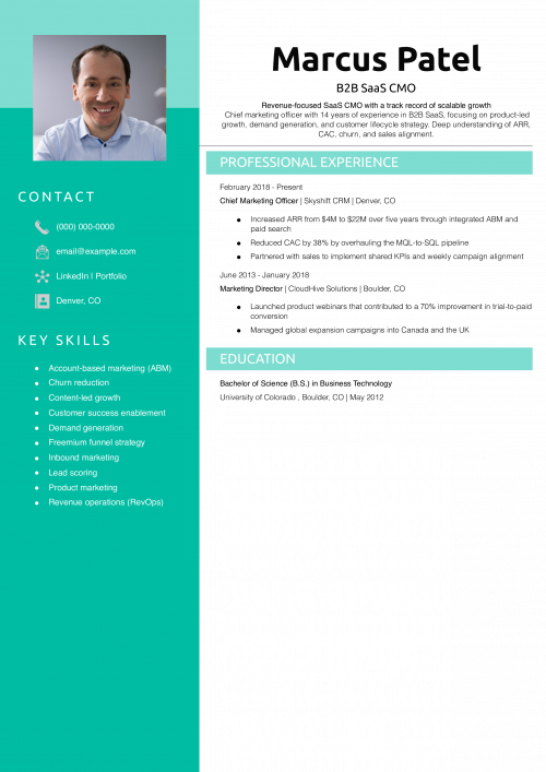 B2B SaaS CMO Resume 