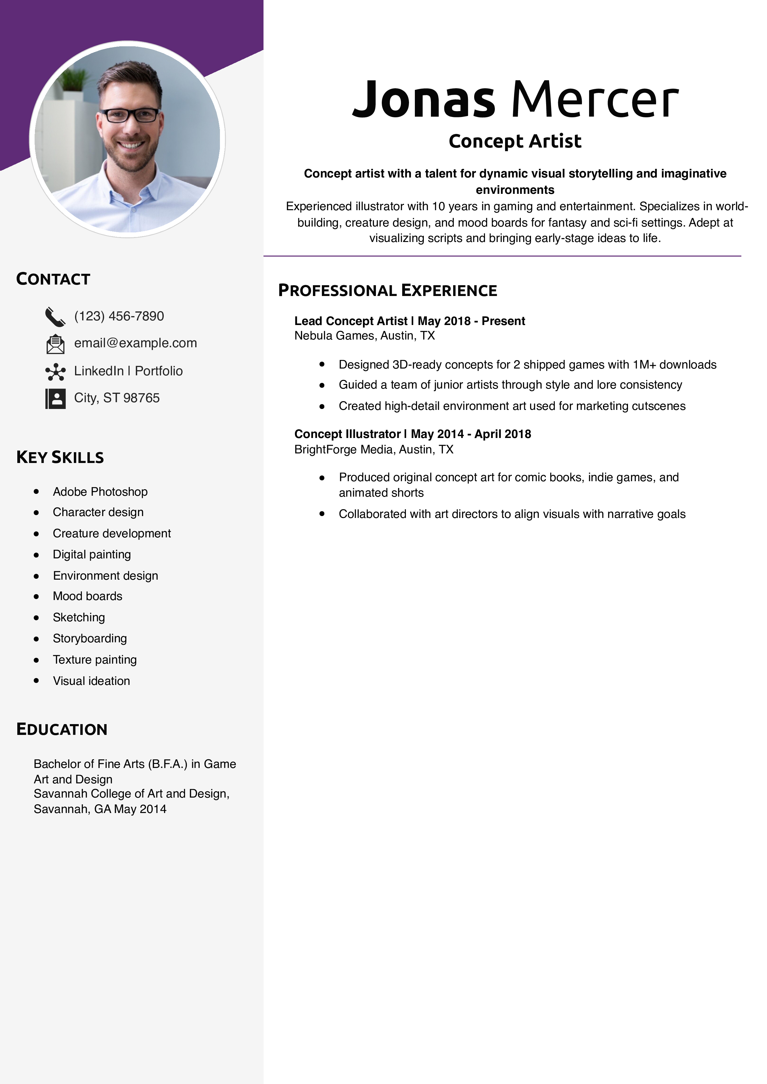 Concept Artist Resume