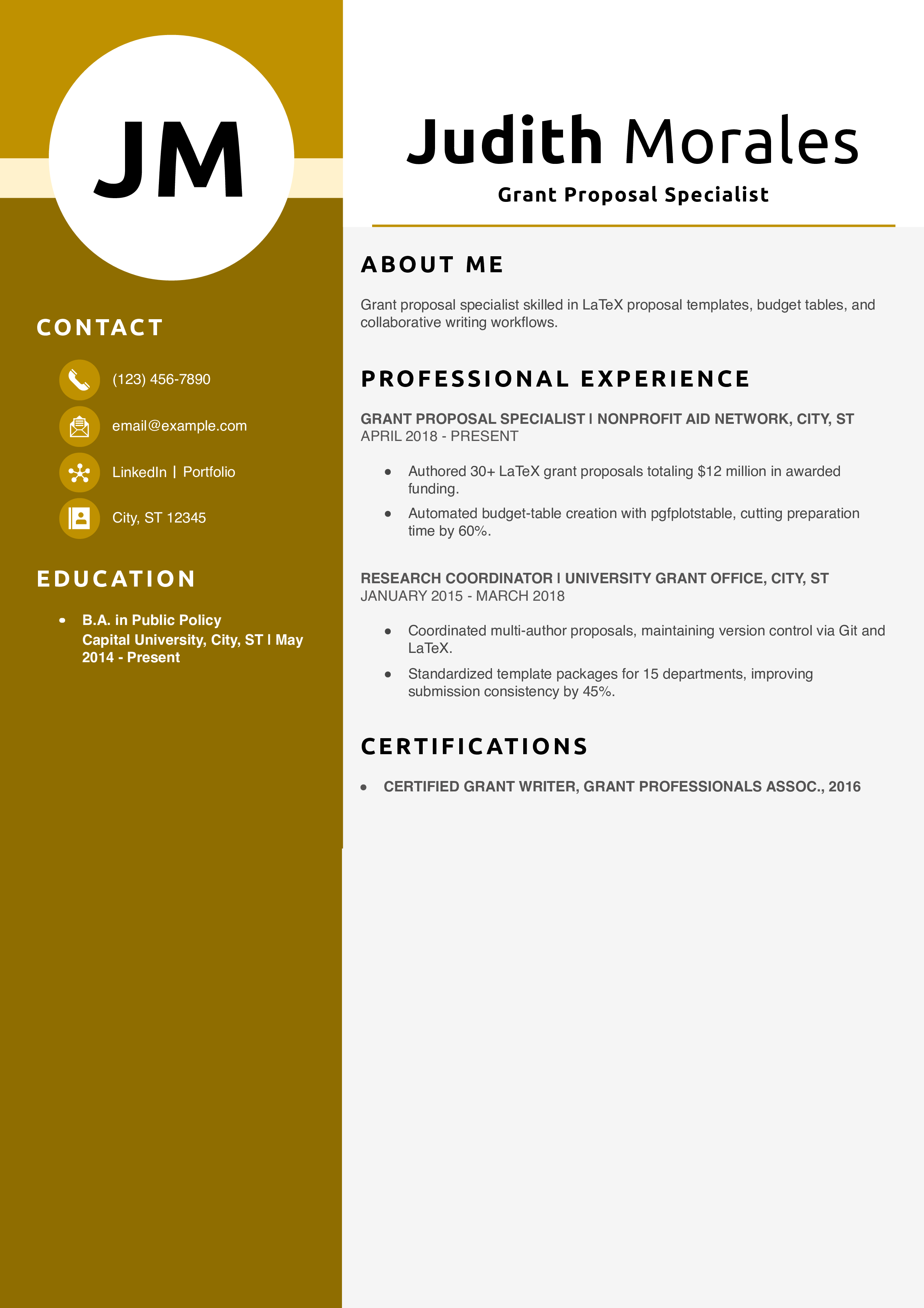Grant Proposal Specialist Resume Example