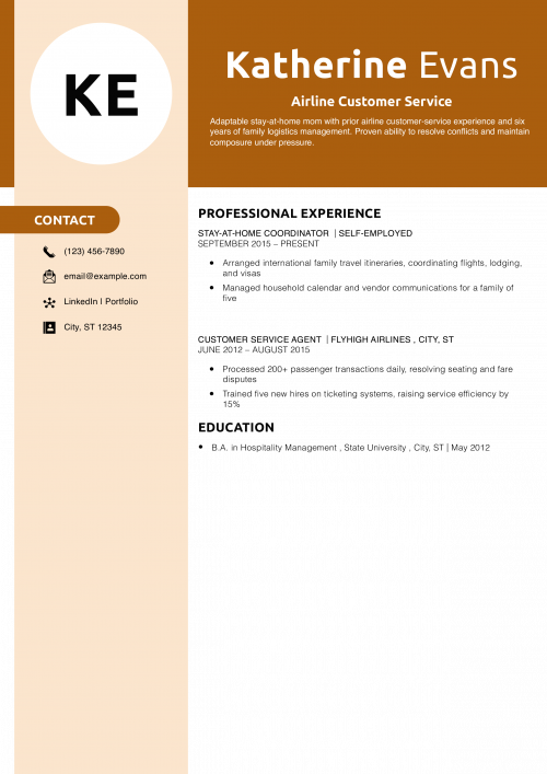 Airline Customer Service Resume Example