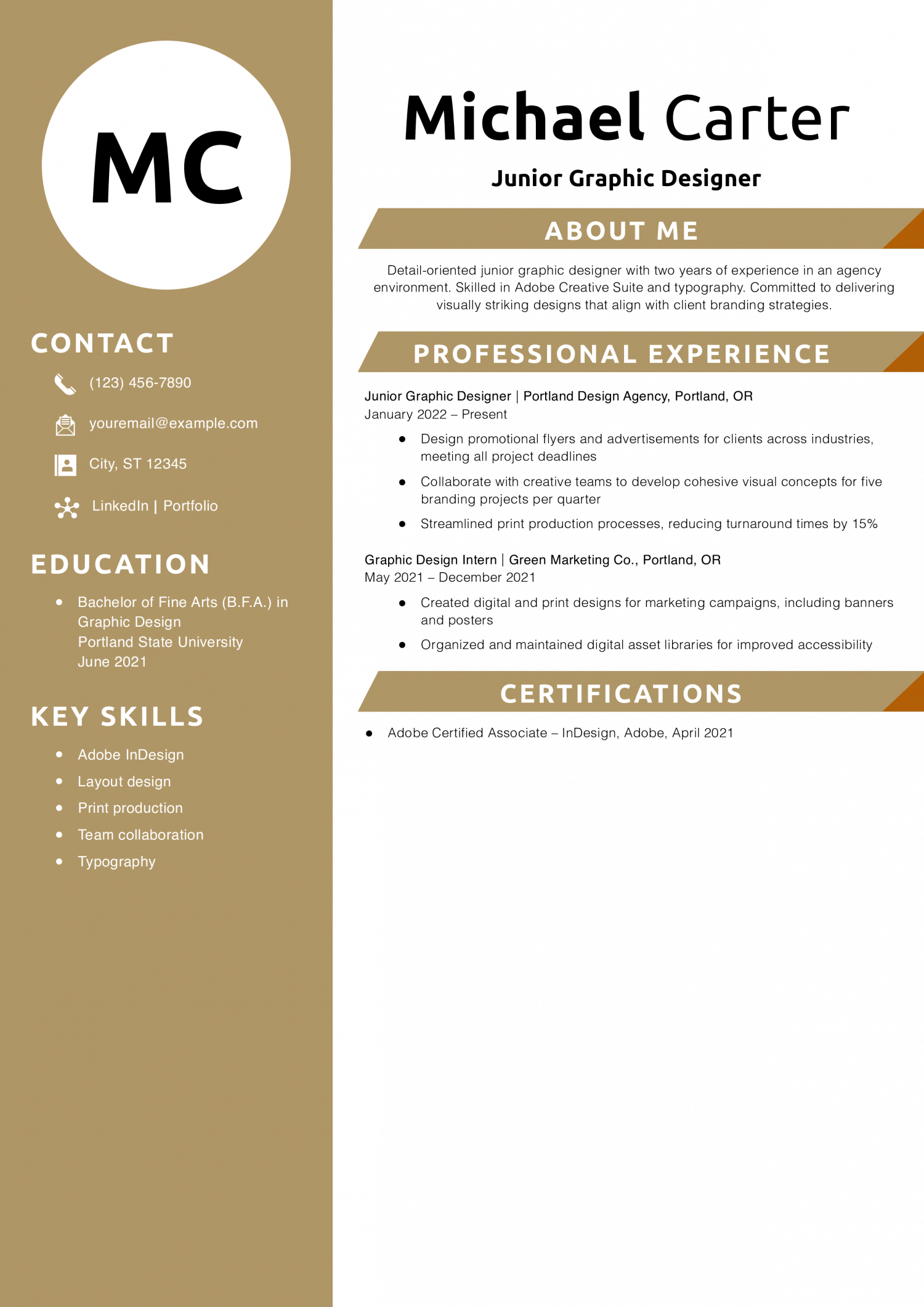 Junior Graphic Designer Resume Example