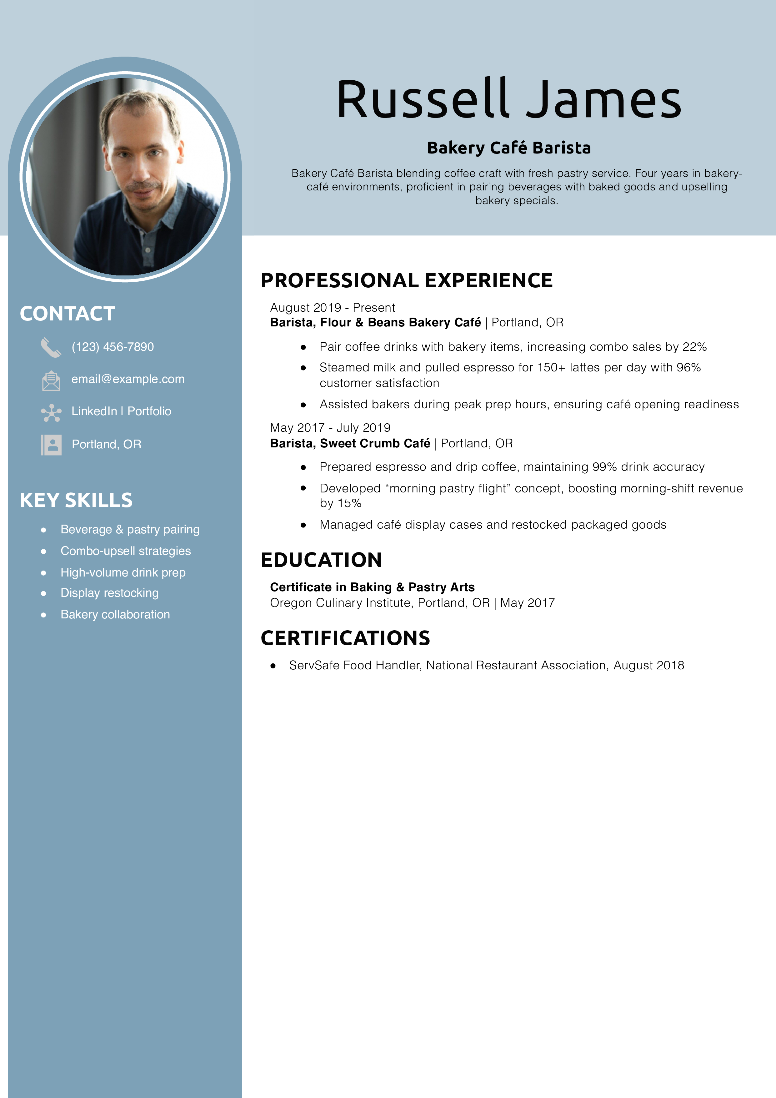 Bakery Café Barista Resume Example