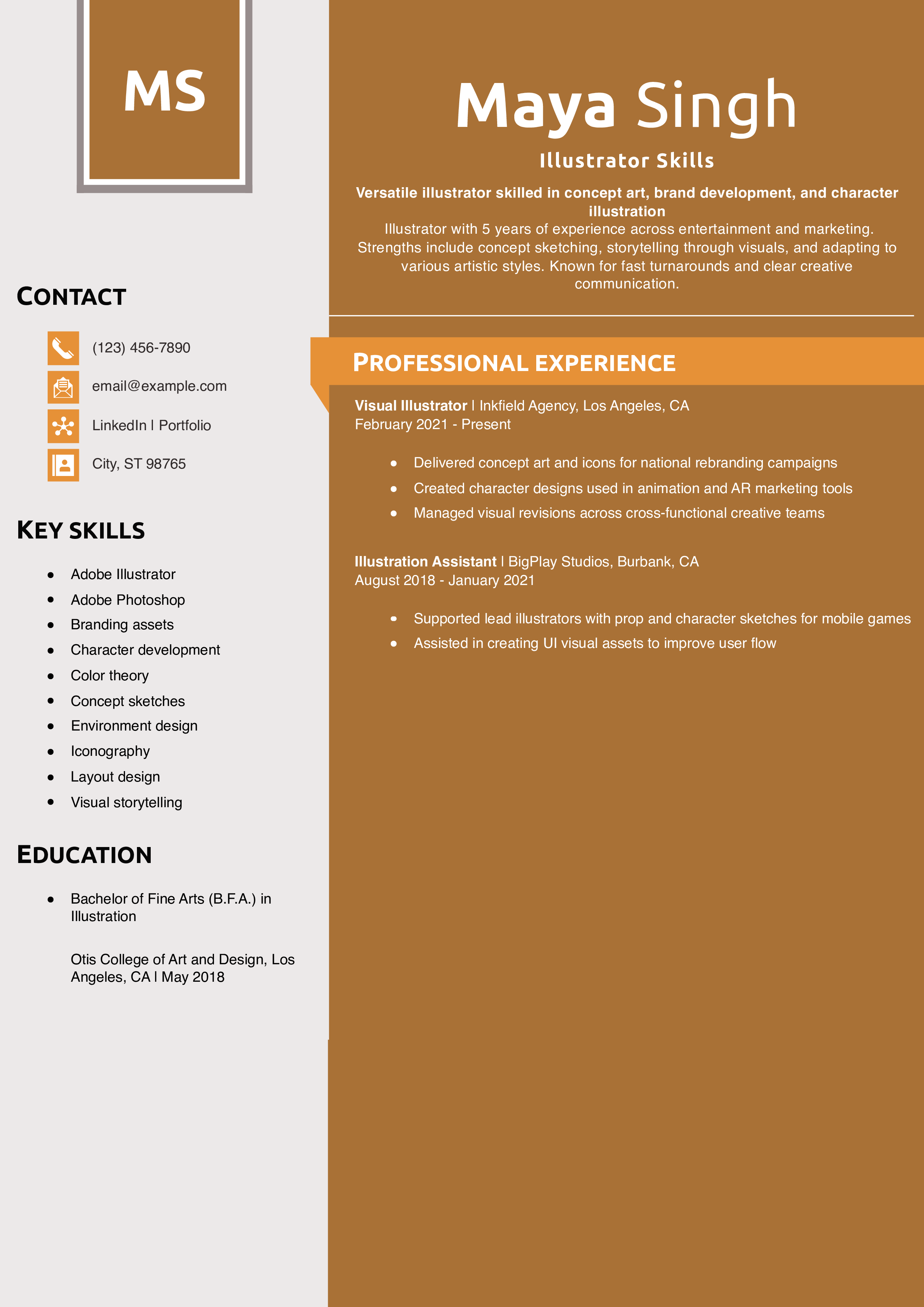 Illustrator Skills Resume