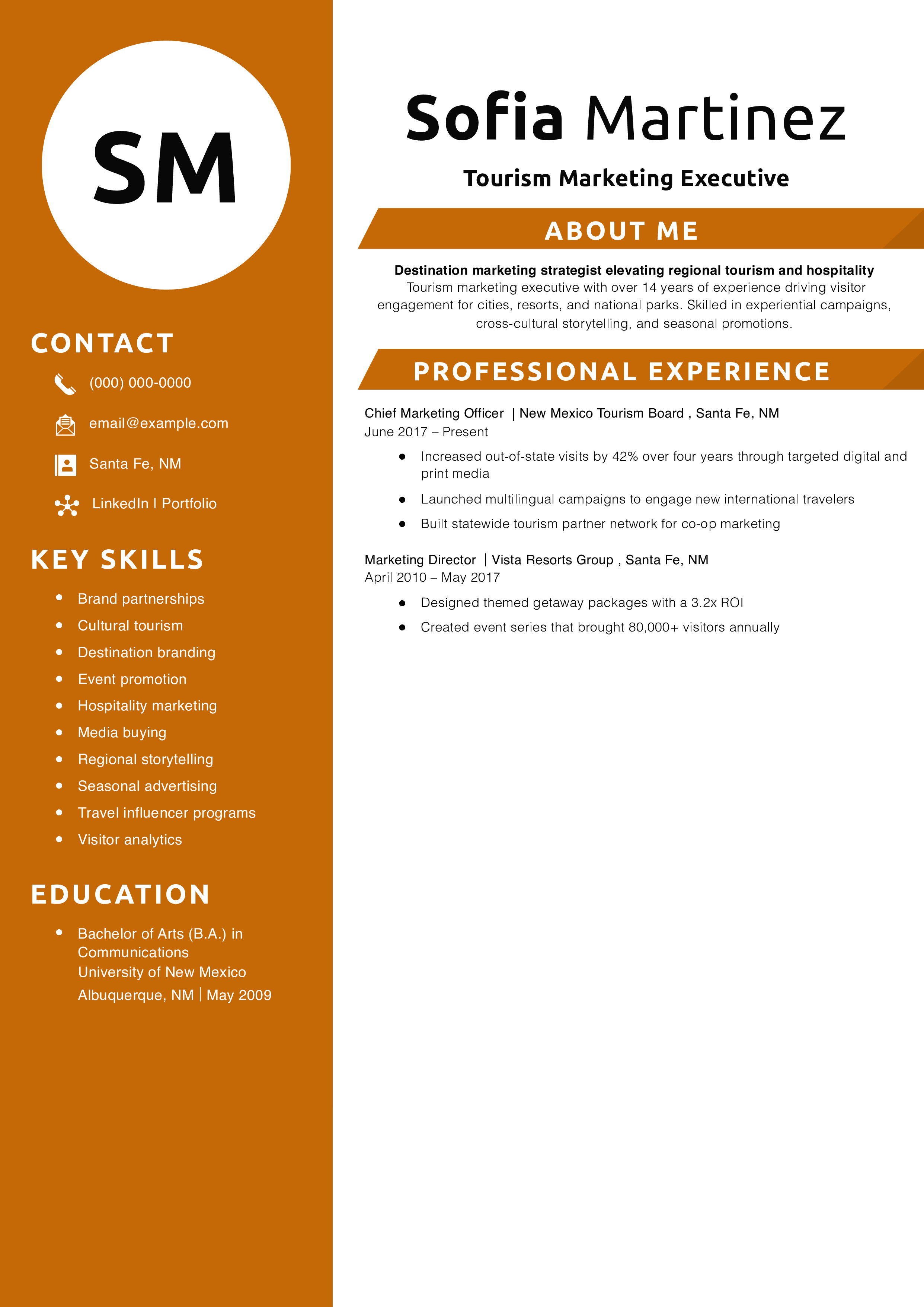 Tourism Marketing Executive Resume