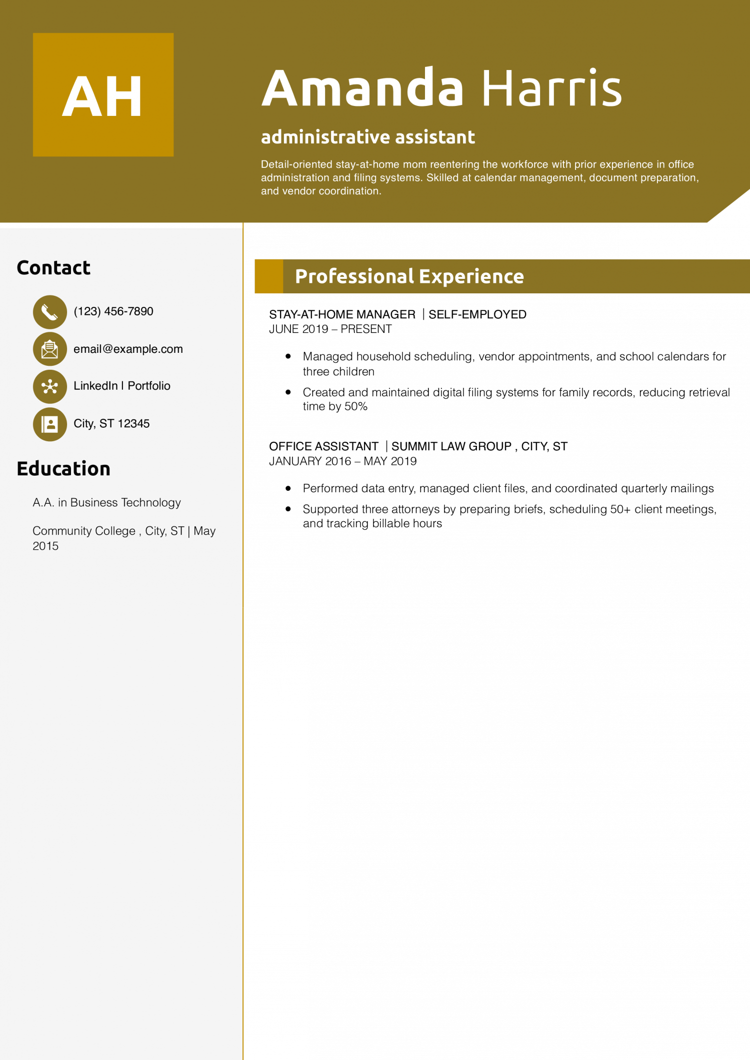 administrative assistant resume example