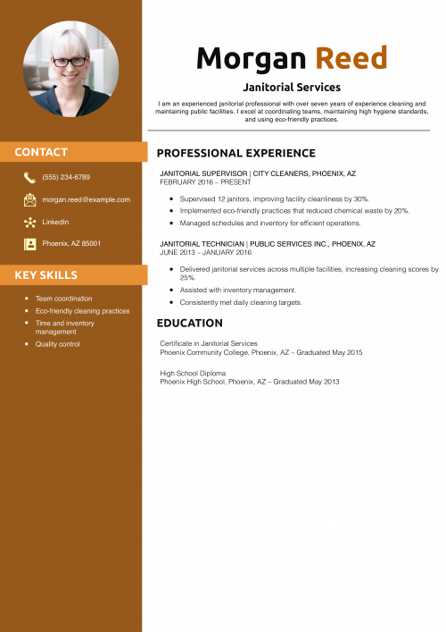 Janitorial Services Resume Example
