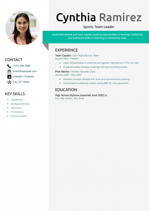 Sports Team Leader Resume Example