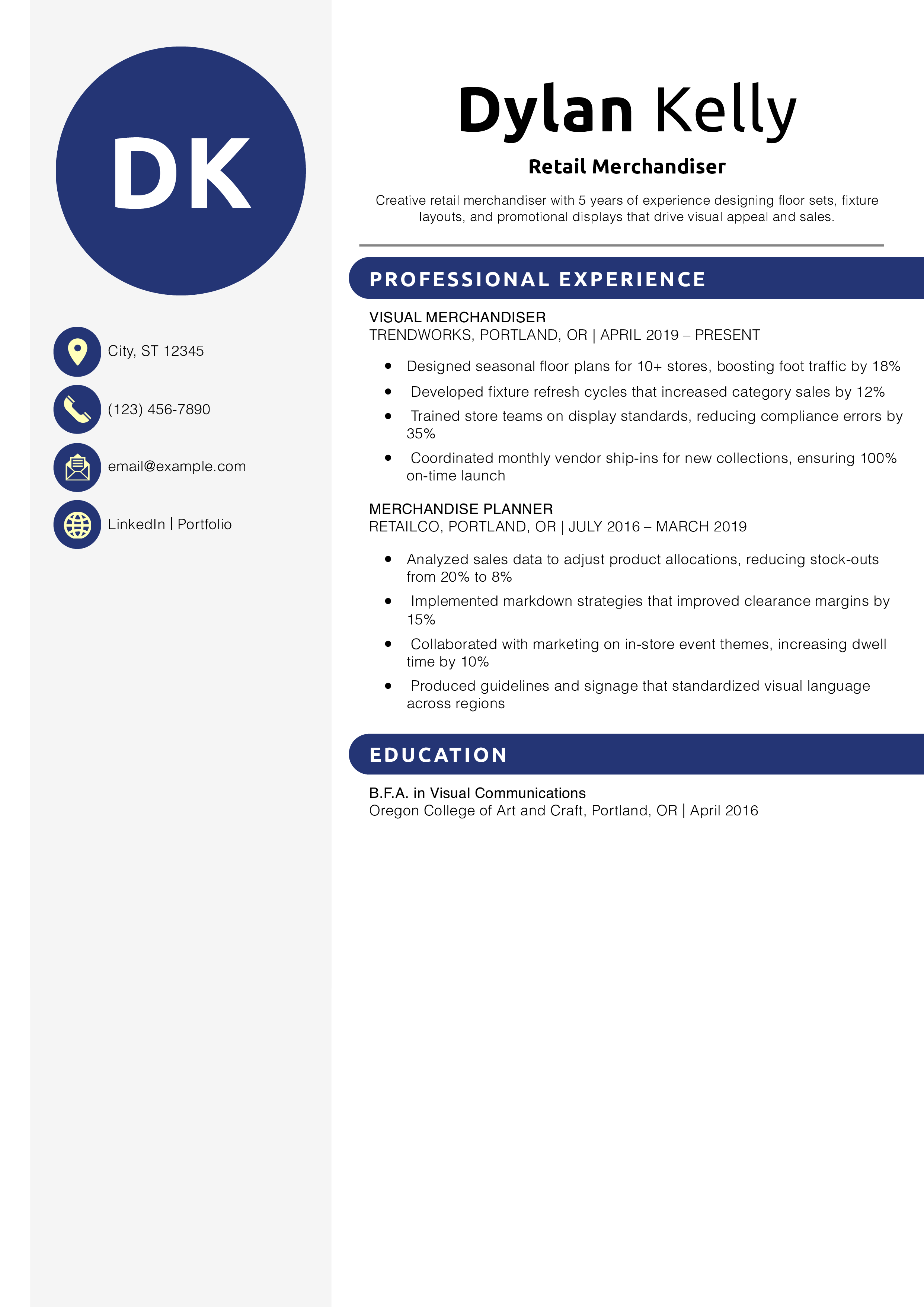 Retail Merchandiser Resume Example