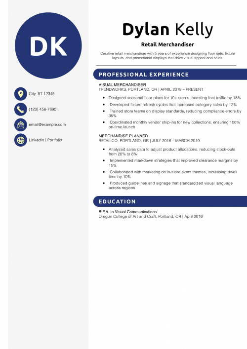 Retail Merchandiser Resume Example