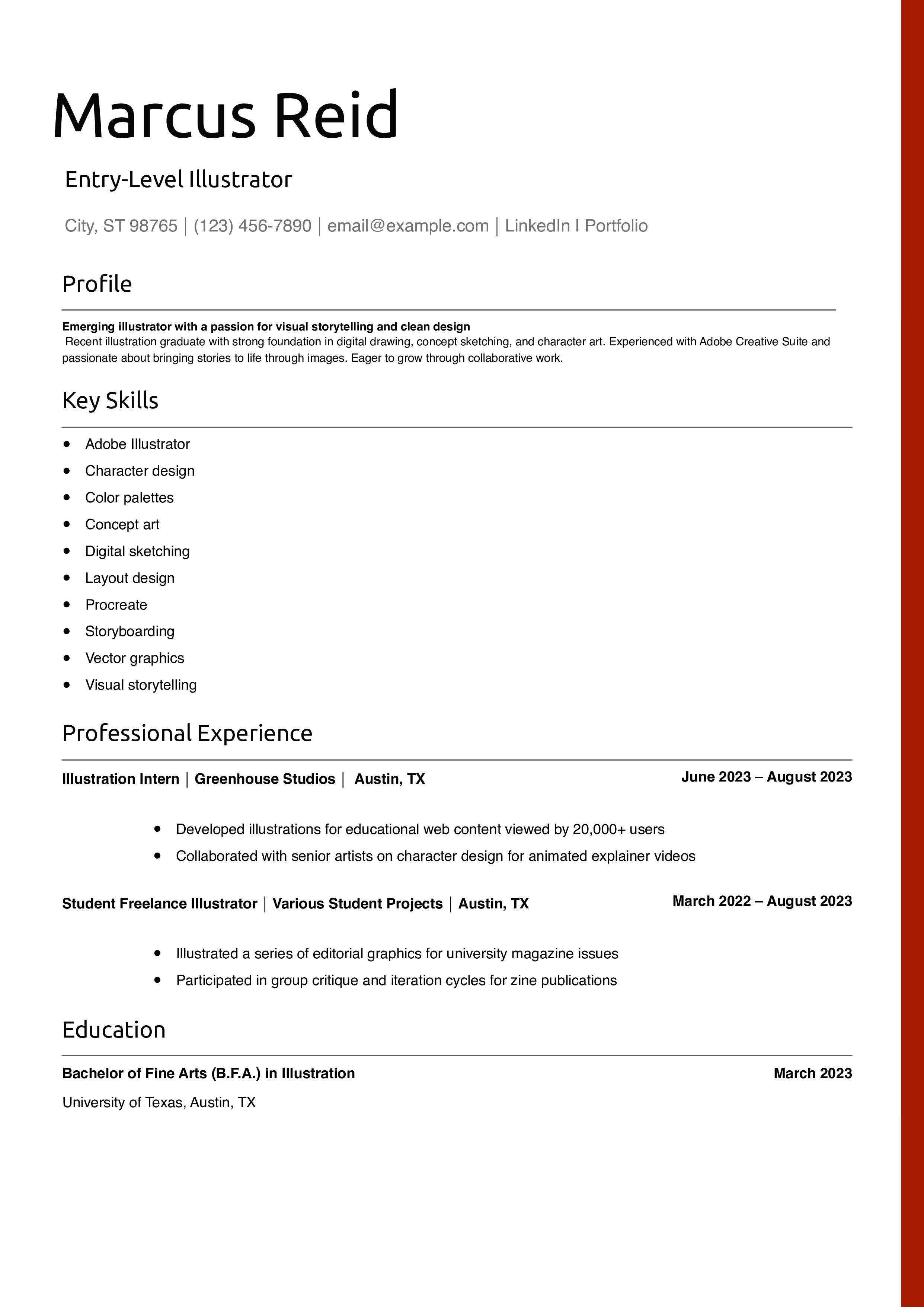 Entry-Level Illustrator Resume
