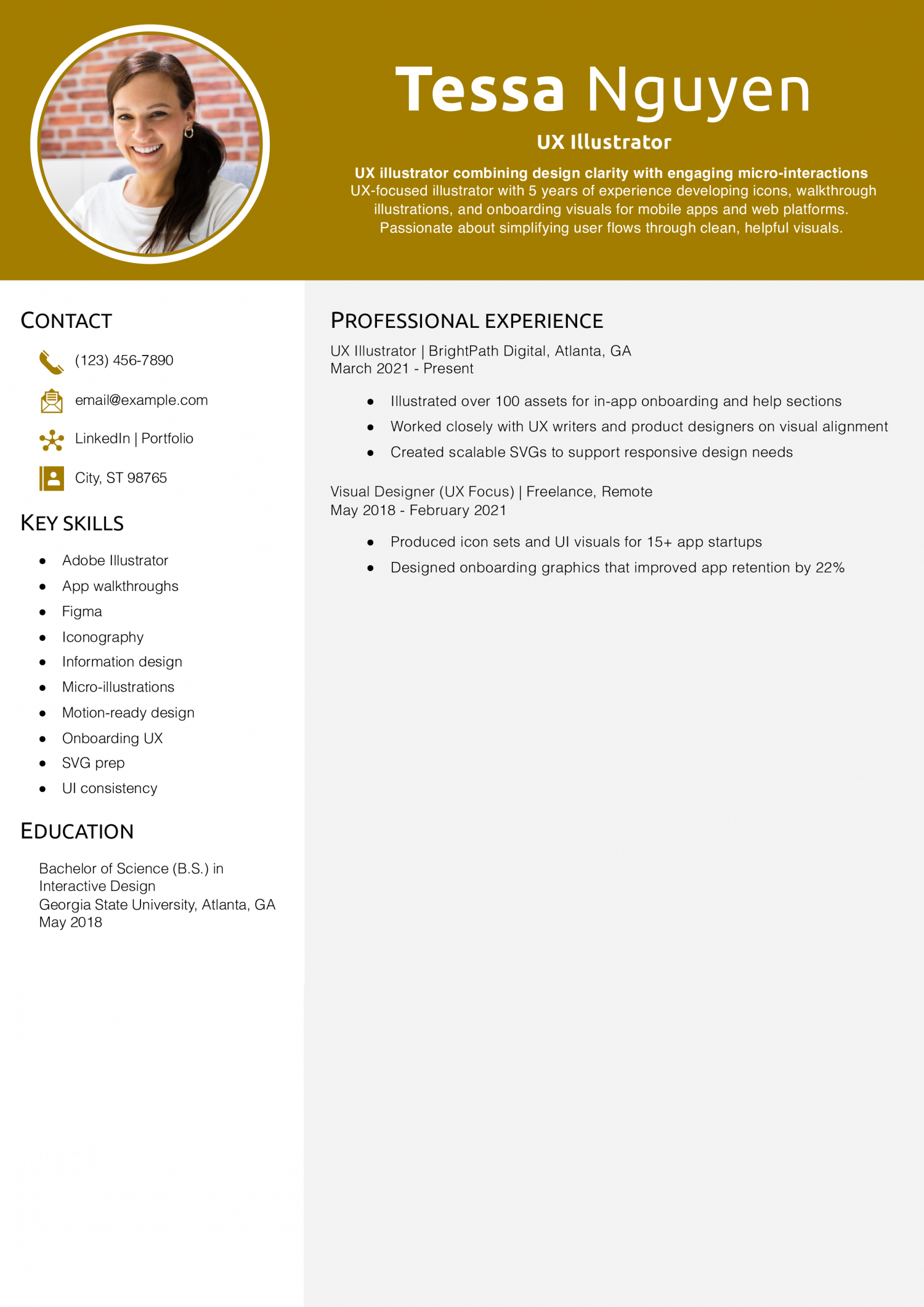 UX Illustrator Resume