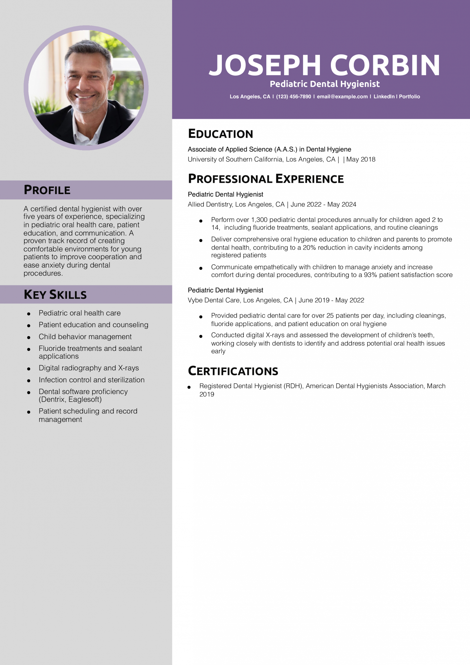 Pediatric Dental Hygienist Resume