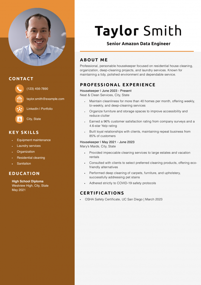 Housekeeper Resume Example