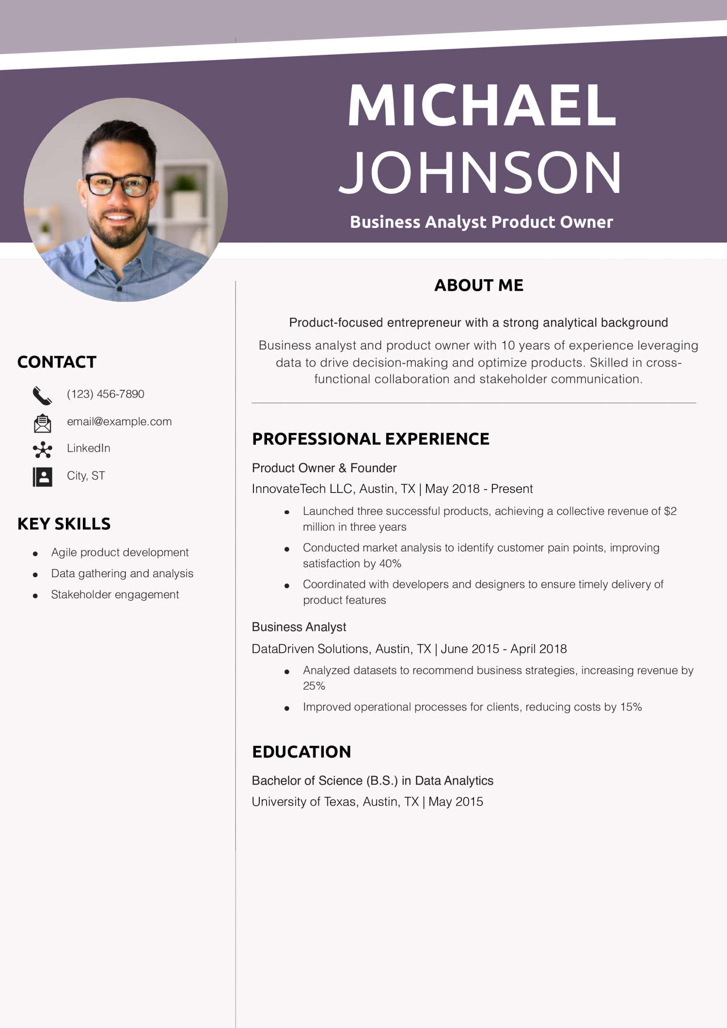 Business Analyst Product Owner Resume