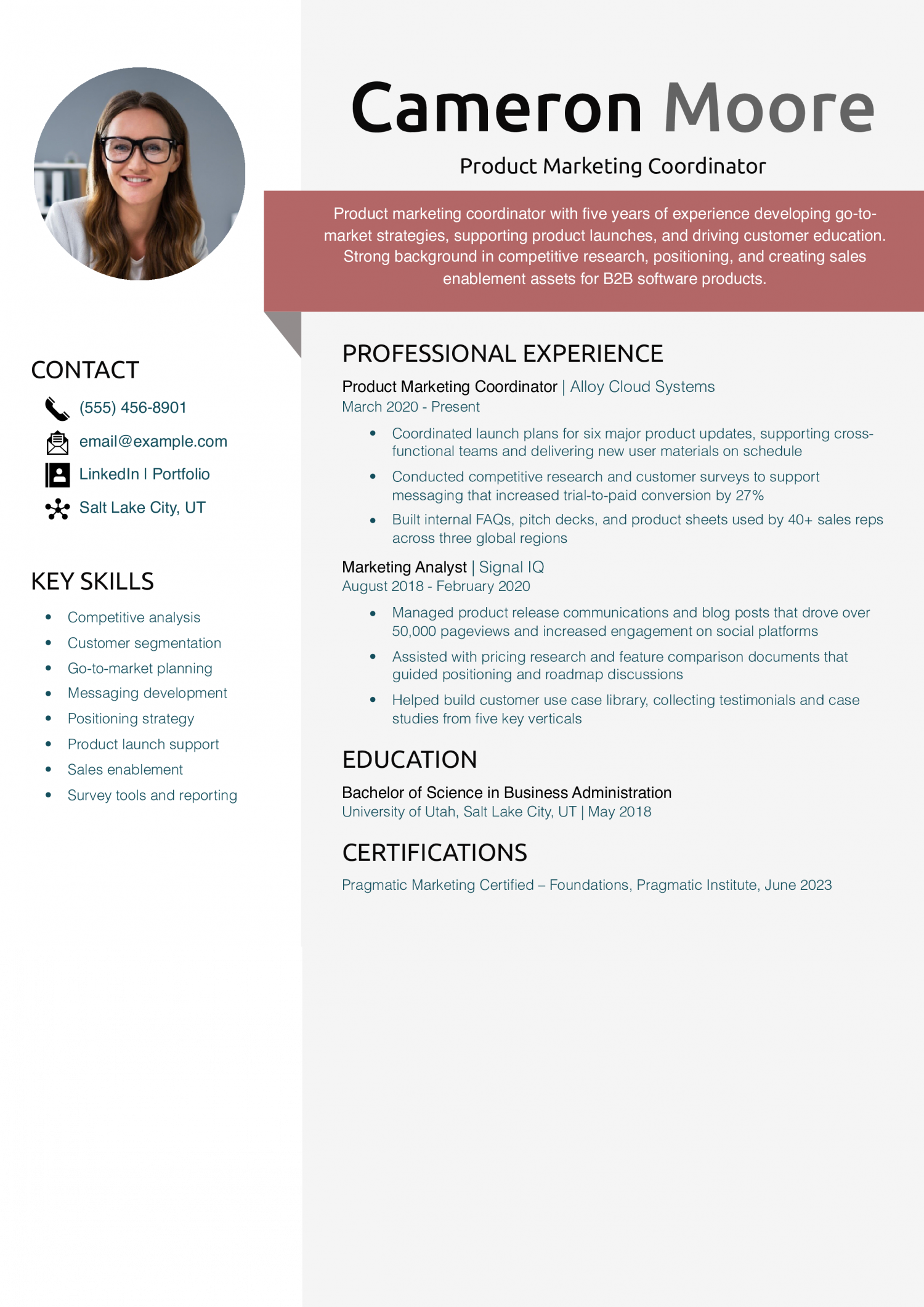 Product Marketing Coordinator Resume  
