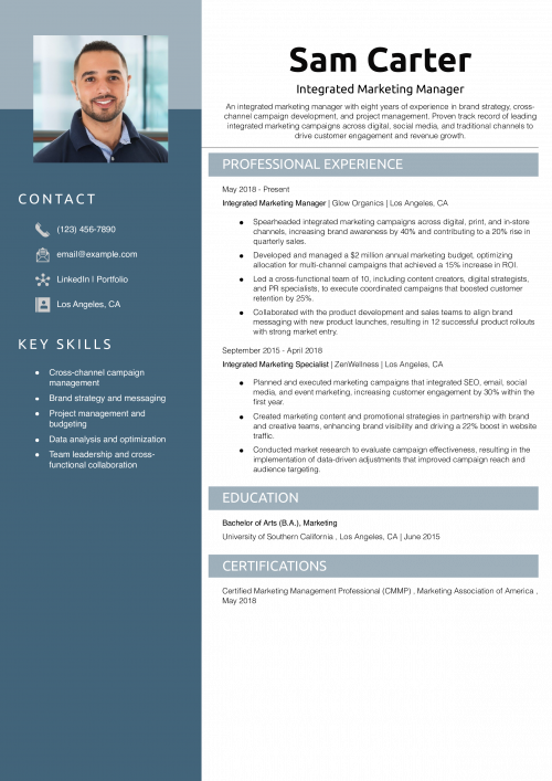 Integrated Marketing Manager Resume Example 