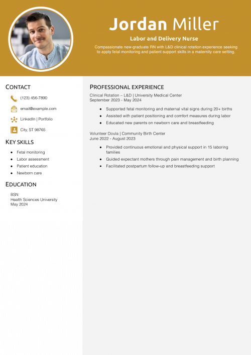 Labor and Delivery Nurse Resume New Grad