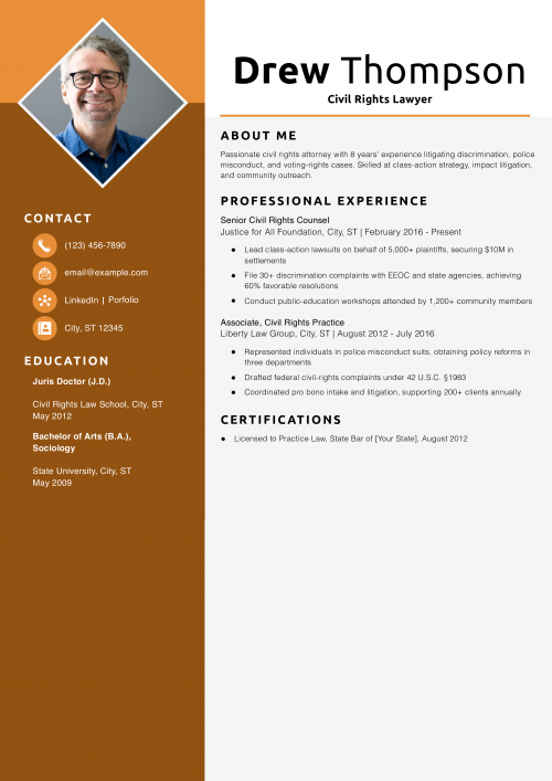 Civil Rights Lawyer Resume Example