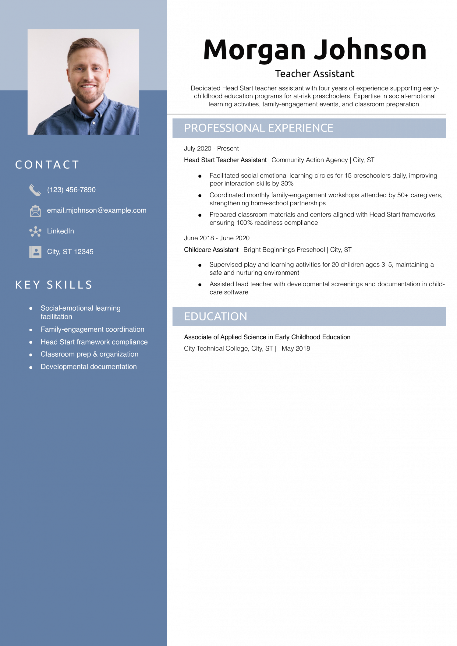 Head Start Teacher Assistant Resume Example