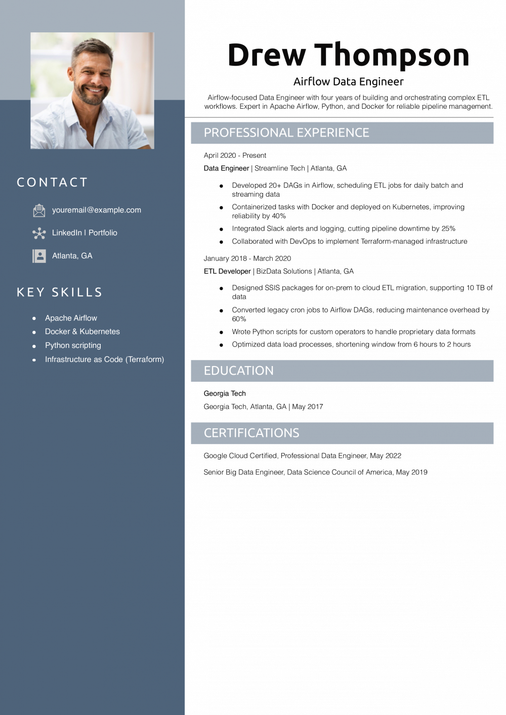 Airflow Data Engineer Resume Example