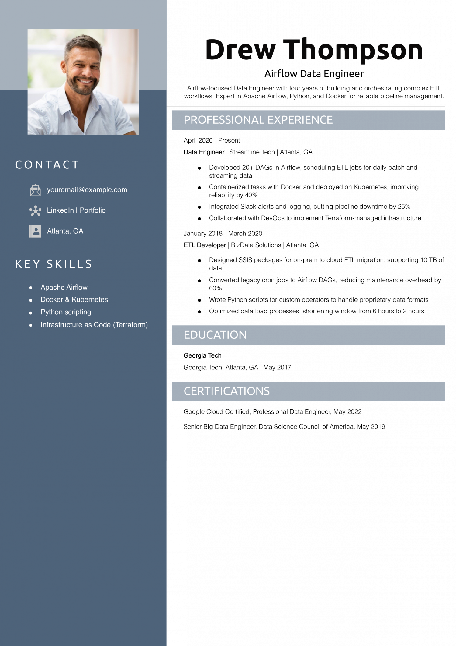 Airflow Data Engineer Resume Example