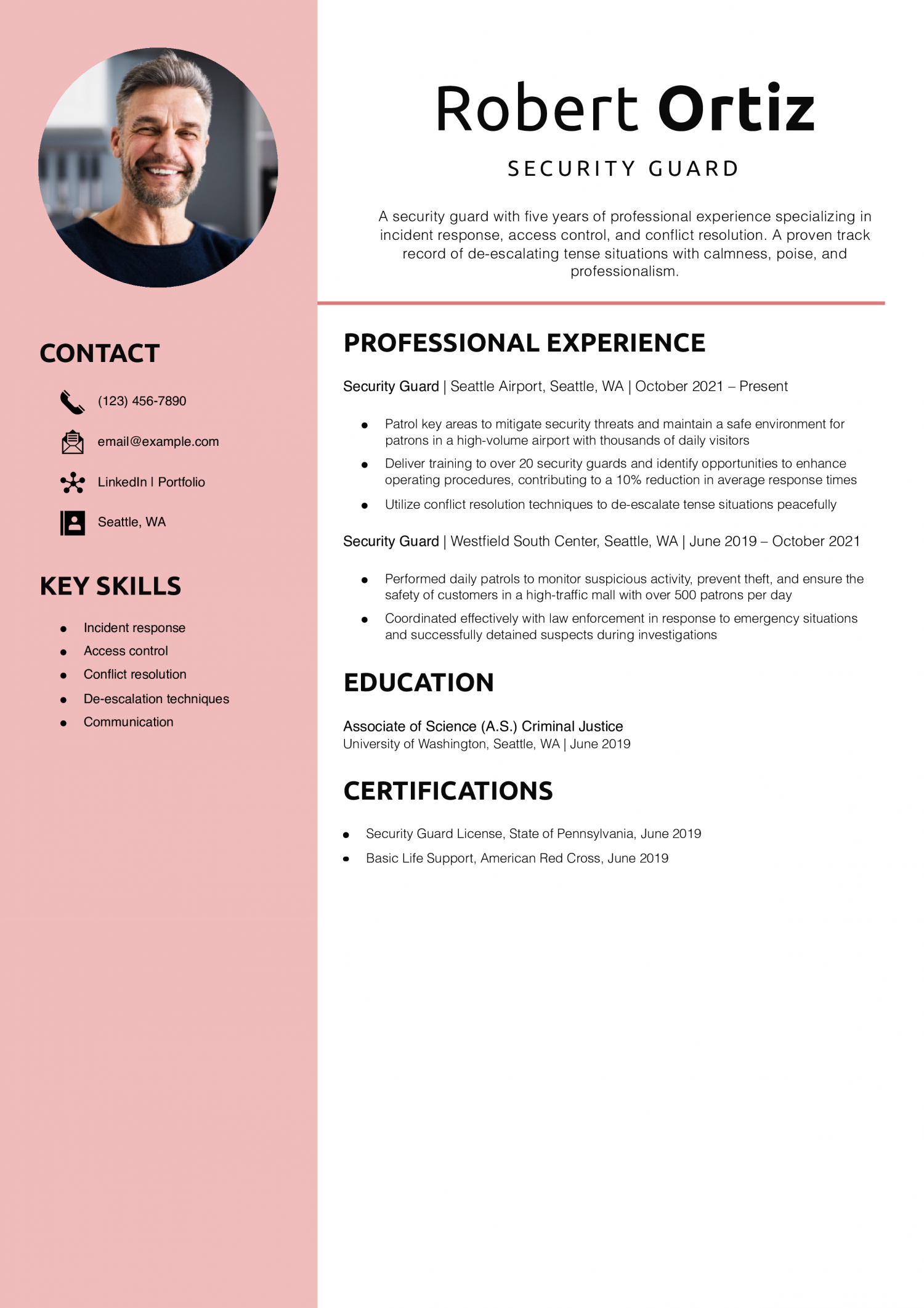 Security Guard Resume Example 
